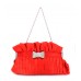 Evening Bag - Pleated Satin w/ Rhinestone Bow - Red - BG-92288R